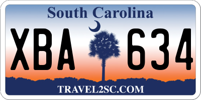 SC license plate XBA634