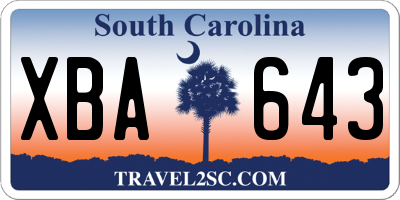 SC license plate XBA643