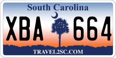 SC license plate XBA664
