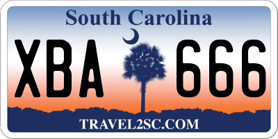SC license plate XBA666