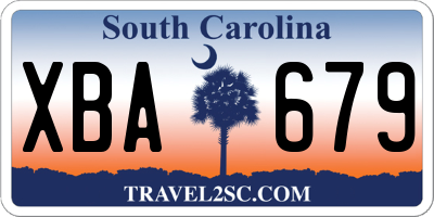 SC license plate XBA679