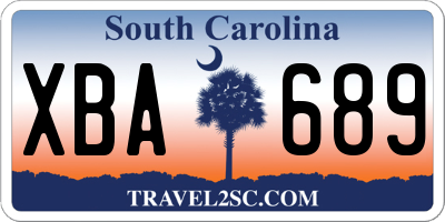 SC license plate XBA689
