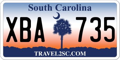 SC license plate XBA735