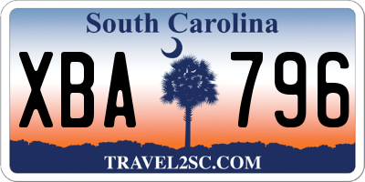 SC license plate XBA796