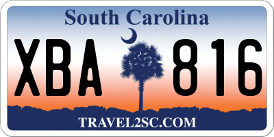 SC license plate XBA816