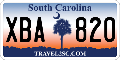 SC license plate XBA820