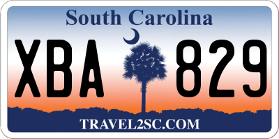 SC license plate XBA829