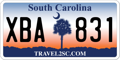 SC license plate XBA831