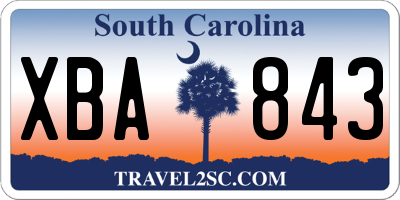 SC license plate XBA843