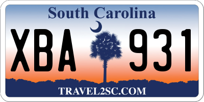 SC license plate XBA931