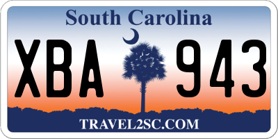 SC license plate XBA943