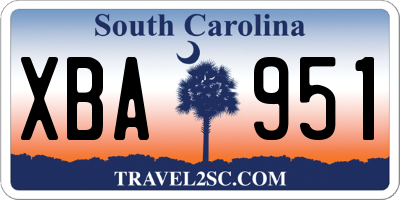 SC license plate XBA951