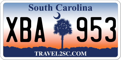 SC license plate XBA953