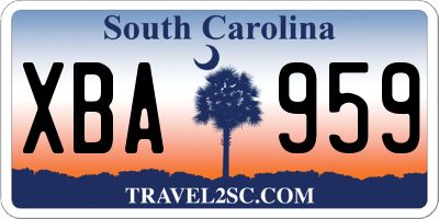 SC license plate XBA959