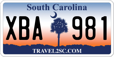 SC license plate XBA981