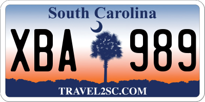 SC license plate XBA989