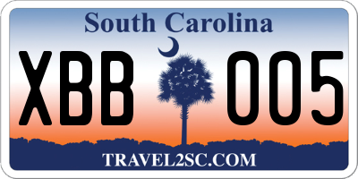 SC license plate XBB005