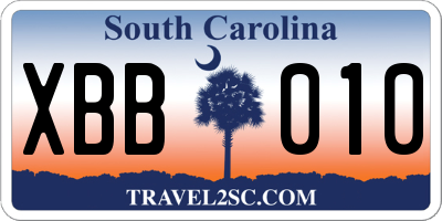 SC license plate XBB010
