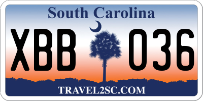 SC license plate XBB036