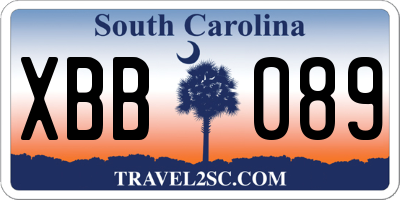 SC license plate XBB089