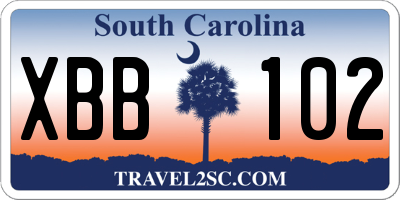 SC license plate XBB102