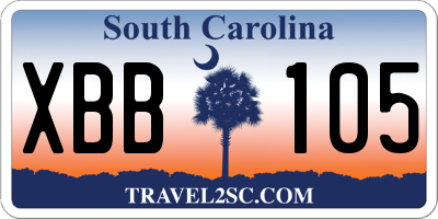 SC license plate XBB105