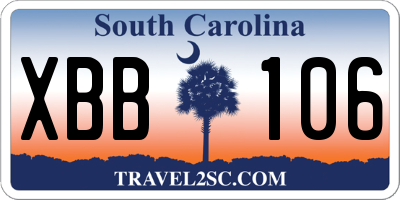 SC license plate XBB106