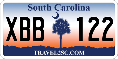 SC license plate XBB122