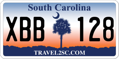 SC license plate XBB128
