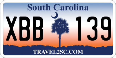 SC license plate XBB139