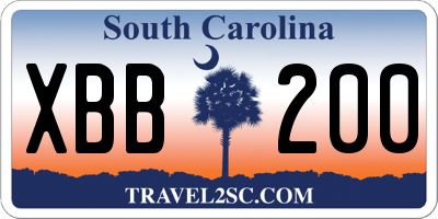 SC license plate XBB200