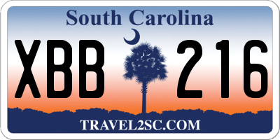 SC license plate XBB216