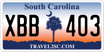 SC license plate XBB403