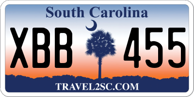 SC license plate XBB455