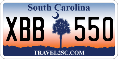 SC license plate XBB550