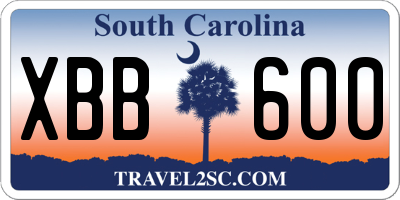 SC license plate XBB600