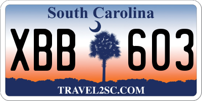 SC license plate XBB603