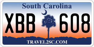 SC license plate XBB608
