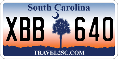 SC license plate XBB640