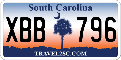 SC license plate XBB796