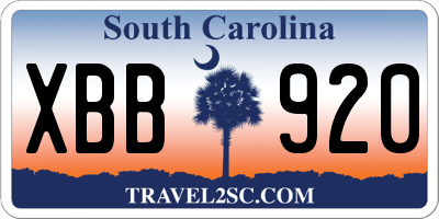 SC license plate XBB920