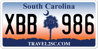 SC license plate XBB986