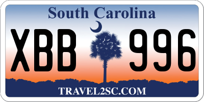 SC license plate XBB996