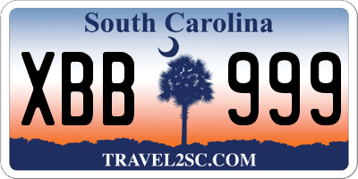 SC license plate XBB999
