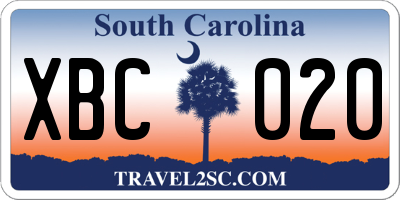 SC license plate XBC020
