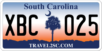 SC license plate XBC025