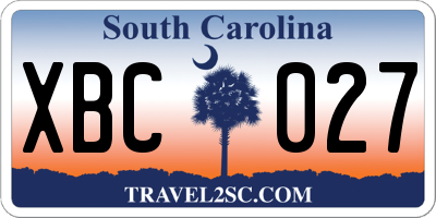 SC license plate XBC027