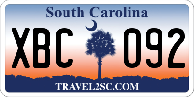 SC license plate XBC092