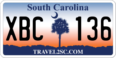 SC license plate XBC136