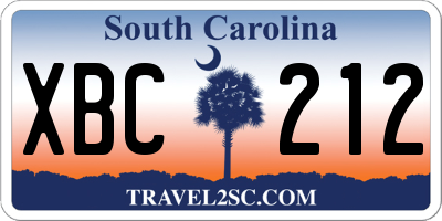 SC license plate XBC212